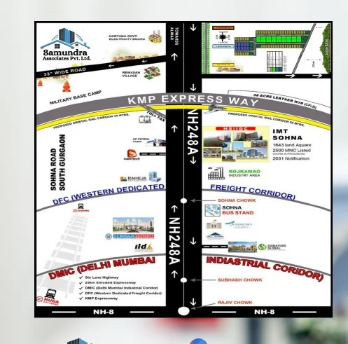 Sun Square City 1 Location Map — KMP Expressway, NH-248A, IMT Sohna